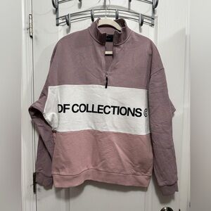 ASOS Dark Future oversized half zip sweatshirt Mens M colorblock logo Athleisure